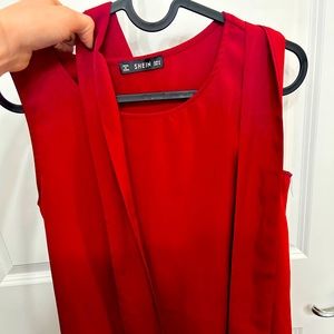 Scalloped Hem Dressy Tank with Tie Belt